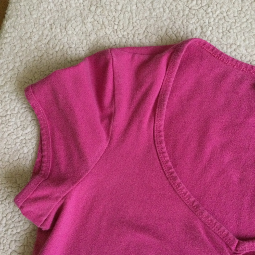 Vintage NY & Co Center Ruched Cinched V-neck Top Y2K Pink - Sz Medium - Picture 6 of 8